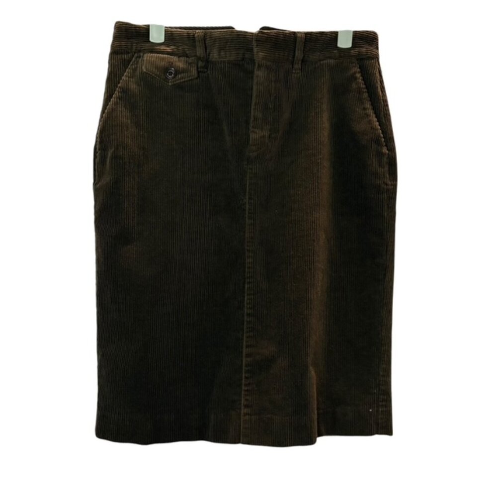 Lauren Jeans Co. Olive Green Corduroy Midi Skirt Womens Size 4